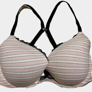Victoria's Secret Striped Pink and Black Bra Sz 34DD